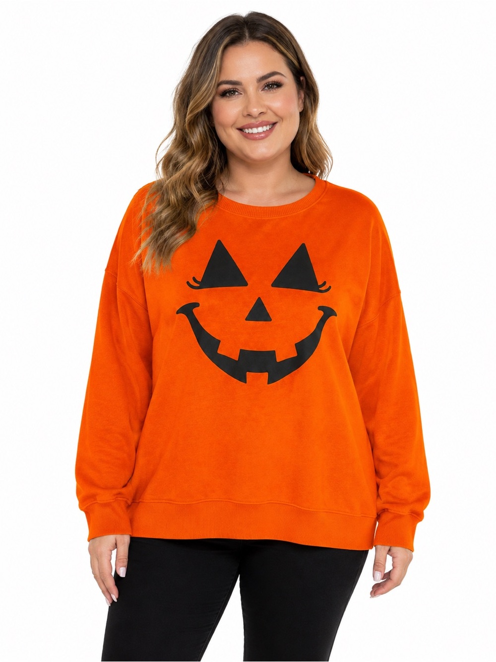 Way to Celebrate Halloween Orange Jack-O’-Lantern Sweatshirt Plus Size XXXL (22)